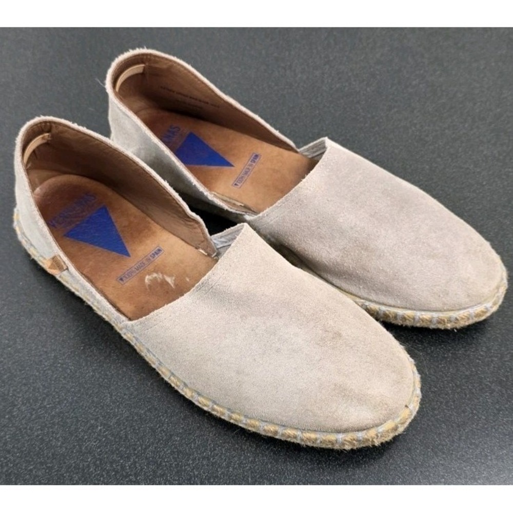 Verbenas Women 41/10 Carmen‎ Espadrille Taupe Suede Flat Shoe Slip On Spain Made